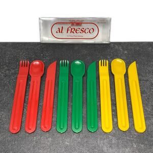 Pier 1 Al Fresco 6 Place‎ Settings Plastic Modern Flatware Camping Travel Japan